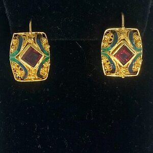 Barbara Garwood Garnet Ring 24KT GOLD OVER STERLING Collectable